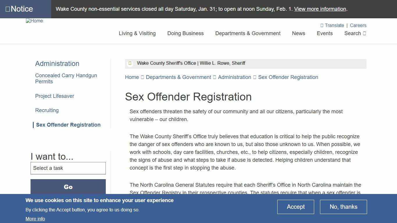 Sex Offender Registration Wake County Government
